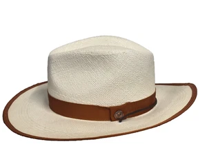 Goorin Bros Toquilla Panama Straw Bound Edge Fedora Hat XXL NEW - Picture 1 of 6