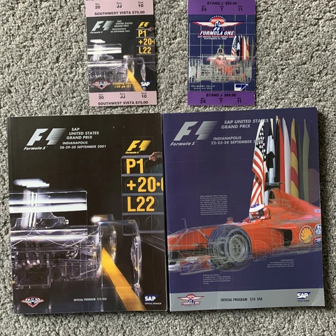 Indy F1 Indianapolis 2000-01 United States Grand Prix Programs and ticket stubs Cover