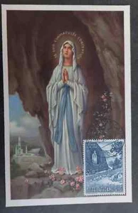 1958 Vatican Postcard "Madonna" ties 5L Centenary of Loudres stamp - Picture 1 of 2