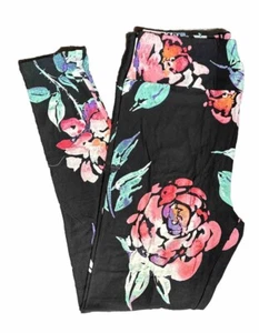 Leggings OS Lularoe vetro colorato floreale rosa su nero taglia 2-10 NUOVI 868868 - Foto 1 di 4