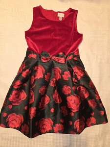 Childrens Place Holiday Dress Roses Size 14 - Picture 1 of 6