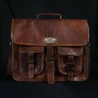 Vintage Brown Dark Leather Messenger Bag Shoulder Laptop Briefcase 16" Men's