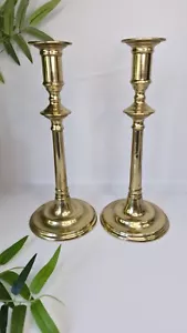 SOLID BRASS Candlestick Pair Vintage - Picture 1 of 12