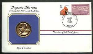 US 1996 FDC With Official Mint Presidential 24kt Gold Electroplated Medal # 23th - Picture 1 of 2