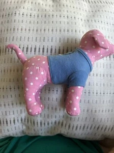 Victoria’s Secret LOVE PINK Plush Dog Pink Polka Dots Love Peace Blue Shirt - Picture 1 of 4