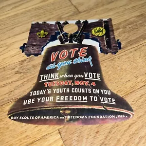 1952 Boy Scouts of America DIE CUT / DOOR HANGER - "Vote as you Think" - Picture 1 of 2