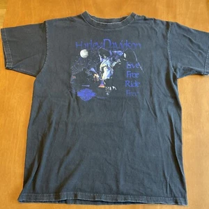 Camicia Harley Davidson vintage uomo XL nera moto lupo Knoxville live free - Foto 1 di 9