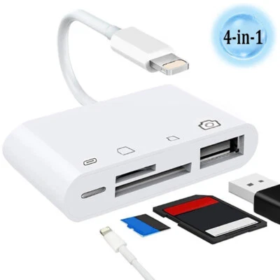 4 in 1 USB Kamera Anschluss Micro SD TF Kartenleser Adapter für iPad iPhone IOS - Bild 1 von 4