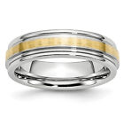 Avariah Chisel Cobalt 14k Gold Inlay Satin And Polished 6mm Band - Ring Size 7.5
