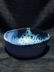 Vintage Roberta Dallimonti Handmade Glazed Pottery Blue Candy Dish Signed - Picture 1 of 6