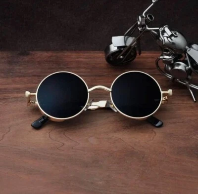 Gafas de sol vintage Steampunk abatibles retro redondas de metal para hombres y mujeres Foto 1 de 4