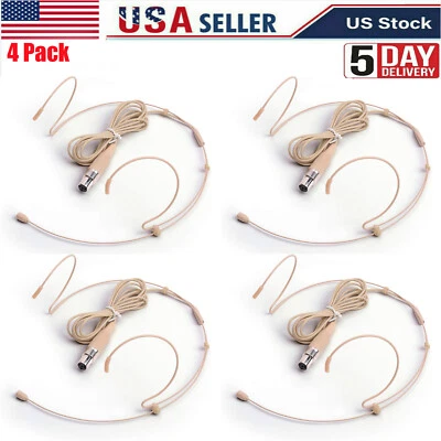 4x Headset Mic Headworn Microphone Mini XLR 4 Pin TA4F For Shure Wireless System - Image 1 of 4