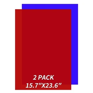 2 Pack Translucent Red Blue Cast Acrylic Sheets, Cast Plexiglass 15.7" x 23.6" - Picture 1 of 13