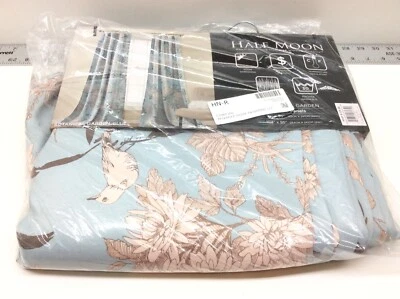 Lush Decor Blue Botanical Garden Curtains Floral Bird Print Two Panels 52" x 95" - Image 1 of 4