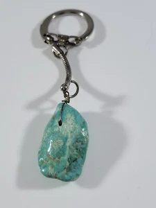 Vintage Schlüsselanhänger natürlicher polierter Türkis Mineralstein - Bild 1 von 6