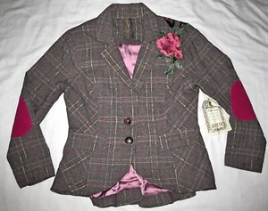 New ARATTA Smoky Ash Pink Gabriella Plaid Button Up Blazer Womens Size Large - Picture 1 of 9