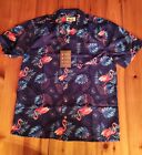 Uzzi Amphibious Gear Men?S Size Small Navy Blue Pink Flamingo Shirt Button Down