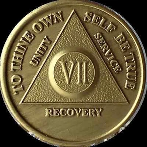 7 Años AA Medallón Alcohólicos Anónimos Sobriedad Chip Moneda VII Siete Bronce - Imagen 1 de 5