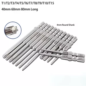T1-T5 Magnetic Torx Head Security Screw Bit Long Impact Driver Drill Round Shank - Picture 1 of 31