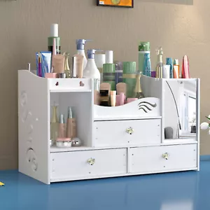 Desktop 3 Tier Makeup Case Holder Drawers Cosmetic Organizer Jewelry Storage Box - Picture 1 of 9