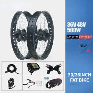 20'' 26'' Snow E-bike Conversion Kit 500W Rear Cassette Motor Wheel Fat Bike - Picture 1 of 22