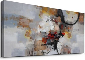 yiijeah Orange Wall Art - Large Abstract Canvas Wall Decor Living Room 60x120 - Picture 1 of 5