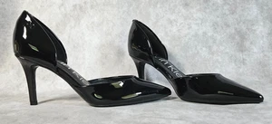 Calvin Klein Black Patent Leather Gloria Pumps Elegant Stilettos Sz 6M - Picture 1 of 8