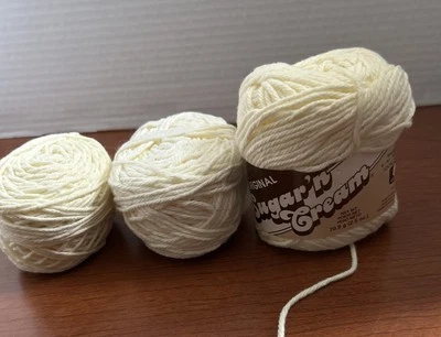 Lily Sugar 'n Cream Yarn Ivory 1 Skein 2.5 oz + 2.7oz Ball 100% Cotton-as Shown - Image 1 of 4