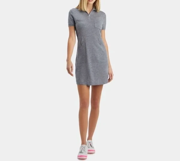 G/Fore Womens 1/4 Zip Pocket Wool Sweater Dress Size-Small Heather Grey