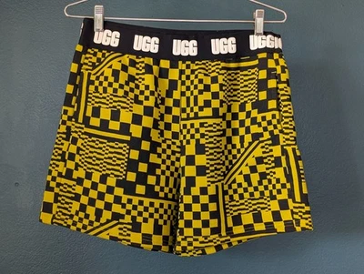 UGG CHRISSY SHORT Check Pattern Women's Boyfriend Style Pockets Yellow & Black - Image 1 of 4