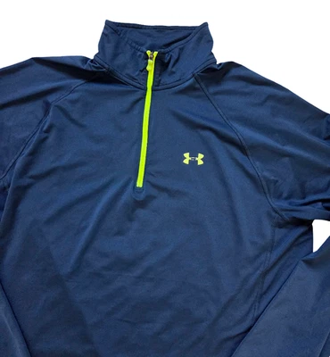 Under Armour Men's L Loose Fit Quarter Zip Pullover Blue Athletic Long Sleeve - Image 1 of 4