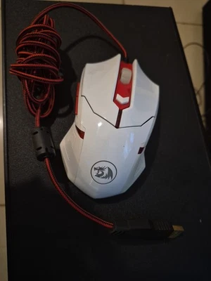 Red Dragon Wired USB LED Optical Gaming Mouse 3200 DPI Redragon Weighted White - Image 1 of 2