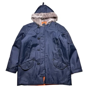 Parka de snorkel Jayshite vintage N-3B azul marino naranja forrada de piel capucha ARCTIC XL USADA EN EXCELENTE ESTADO - Imagen 1 de 9