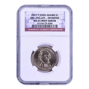 2007 P Dollar Presidential NGC MS-65 MINT ERROR DBL.EDG.LET. - INVERTED - Picture 1 of 2