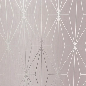 Muriva Kayla Blush Pink Silver Metallic Geometric Wallpaper Triangles Vinyl - Picture 1 of 7