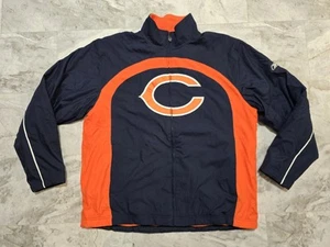 Vintage Chicago Bears Reebok Mens Sz L Winter Jacket Coat Fleece Lined Full Zip - Picture 1 of 12
