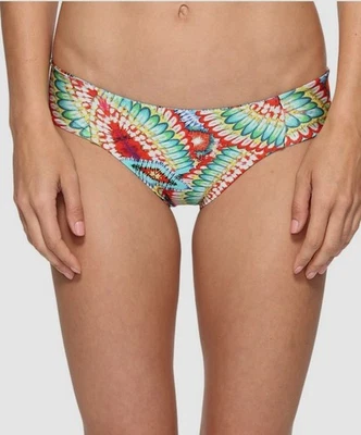 Parte inferior de banho feminina Luli Fama azul vermelha verde coração selvagem aba completa reversível XS - Imagem 1 de 3