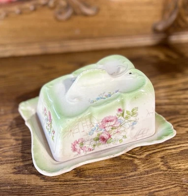 Антикварное сырное блюдо с крышкой Franz Anton с ручной росписью с цветочным рисунком возраст более 100 лет - Изображение 1 из 4