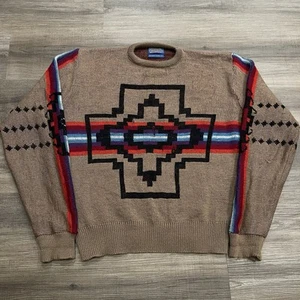 Pendleton Sweater Adult L High Grade Western Wear Virgin Wool Aztec USA Made Vtg - Picture 1 of 18