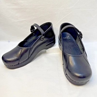 Dansko Marcelle Black Cabrio leather mary jane shoes clogs eu 38 us 7.5-8 EUC - Image 1 of 4