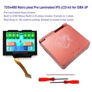 Drop in V5 IPS Game Boy GBA SP Retroiluminación Pantalla Prelaminada + Carcasa Charizard - Imagen 1 de 8