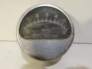 Vintage Electro-Tac Automobile Tachometer Round 6000 rpm Maximum with Mount - Picture 1 of 4