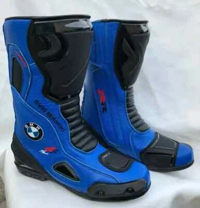 BMW Motorrad Blue Motorbike leather Boots Riding Motorcycle Racing Short Boots - Picture 1 of 2
