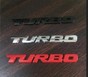 1x RED OR BLACK 3D METAL TURBO LOGO TRUNK REAR EMBLEM BADGE ADHESIVE - Picture 1 of 3