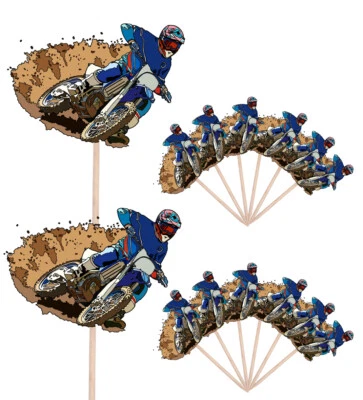 Track Dirt Motorbike Food Cupcake Picks Sticks Decoration Toppers Party Birthday - Image 1 of 4