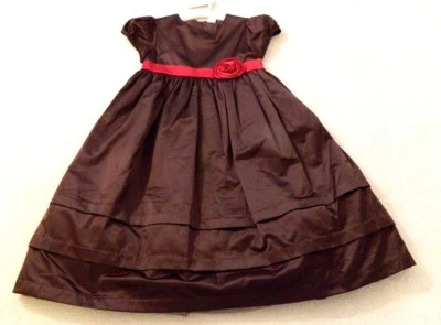 Gymboree праздник традиции шоколадный коричневый атласное рождественское платье 12 новый - Изображение 1 из 4