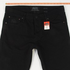 New Mens SuperDry OFFICER Slim Straight Black Jeans W35 L32