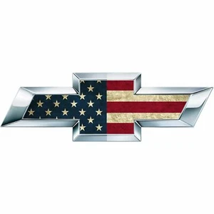 2 American Flag US Universal Chevy Silverado Bowtie Vinyl Sheets Emblem Overlay - Picture 1 of 2