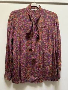 Vintage YSL Yves Saint Laurent Silk? Bow/Tie Women’s Blouse Shirt Sz 36 - Picture 1 of 12