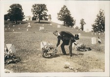 1920 Foto Cemitério Arlington Secretário Guerra Baker Guirlanda Soldado Francês